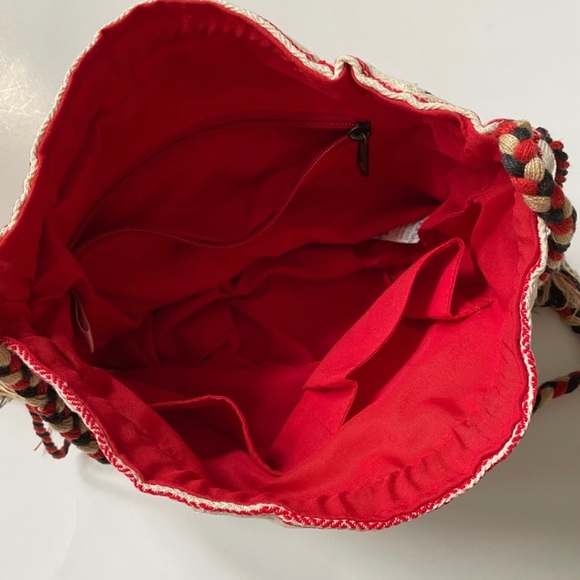 NEW• Red/Blue Multi Boho Bucket Bag - Picture 8 of 8